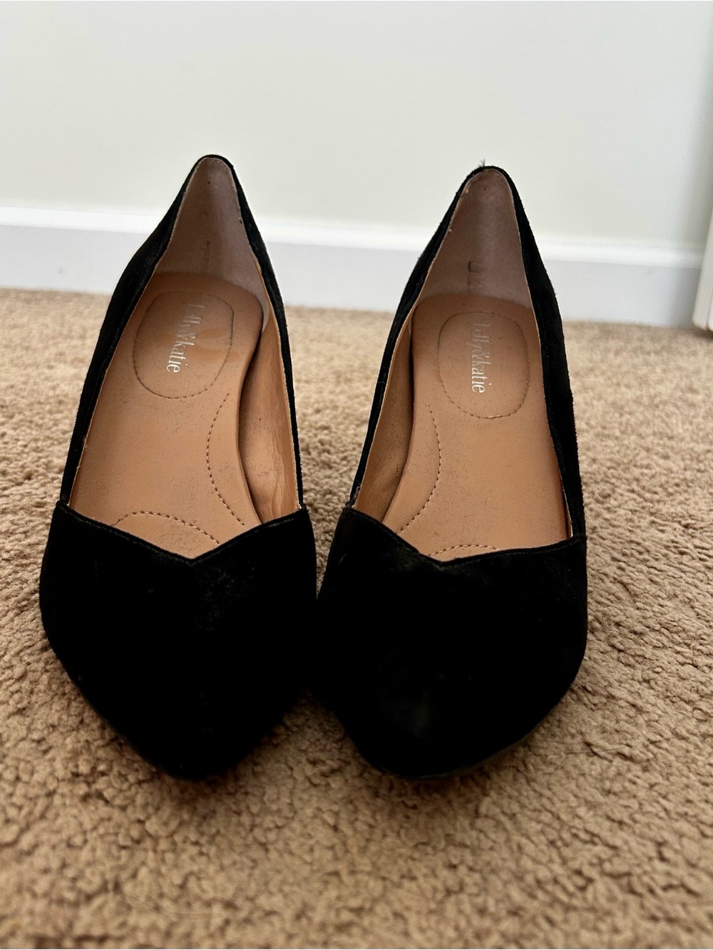 Kelly & Katie Black Suede Pointed-Toe Heels